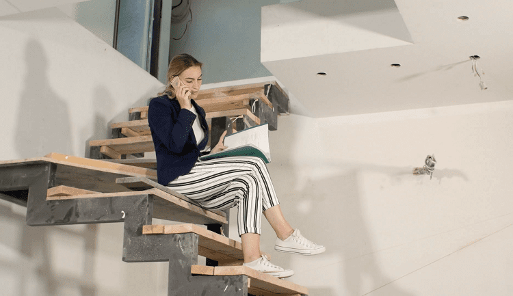 Woman Sitting On Steps