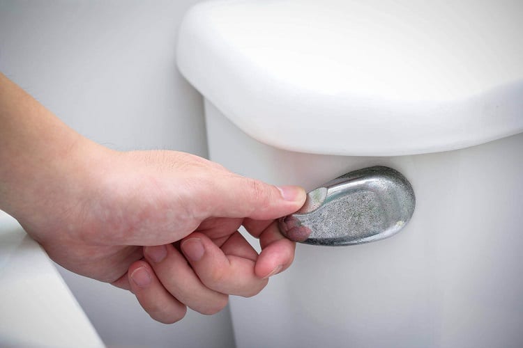 Pulling Toilet Flush Handle