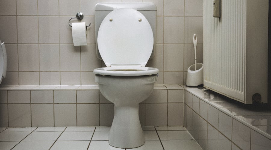 floor mounted white toilet