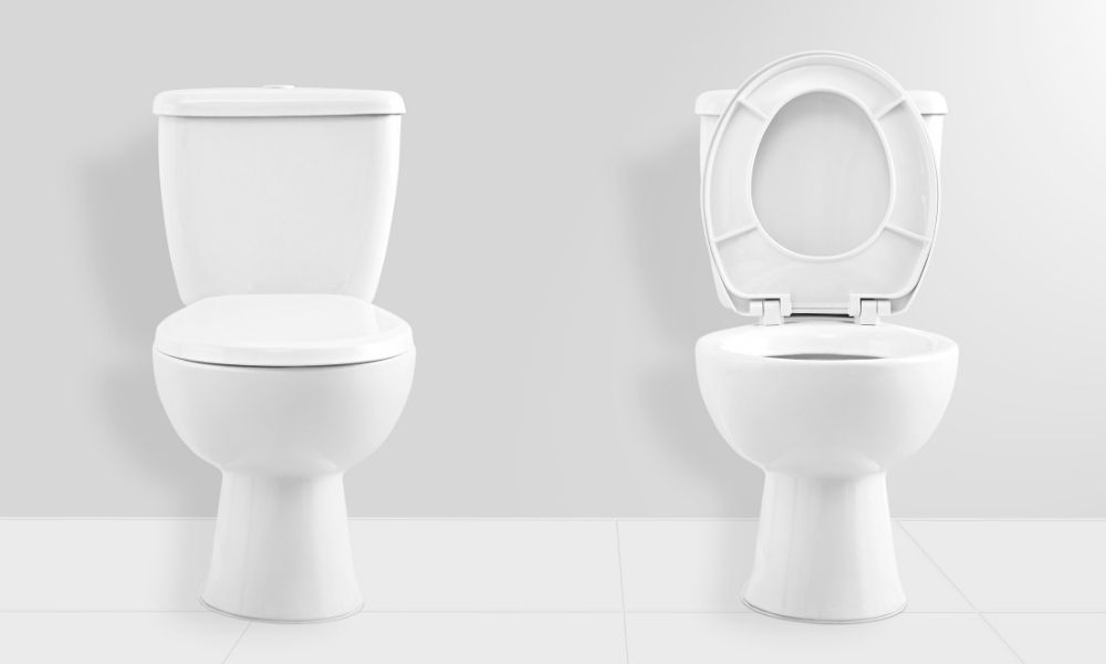 two white toilets